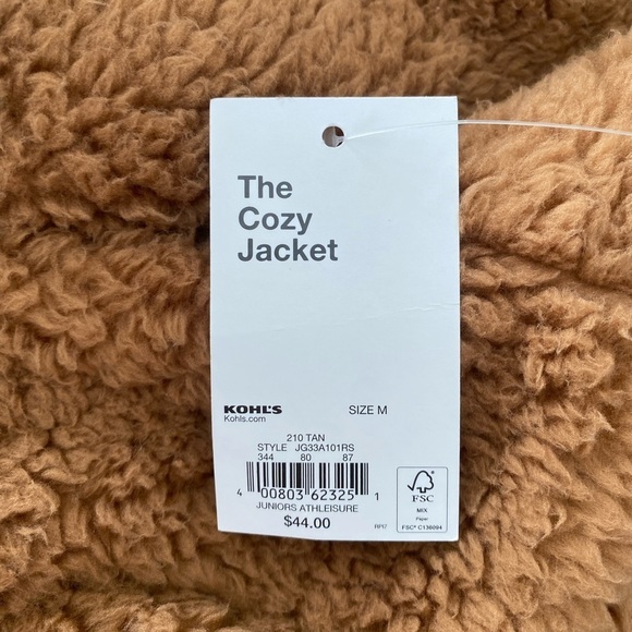 2/$30 Sonoma Brown Sherpa Zip Jacket Women's sz Medium NWT - Picture 5 of 7